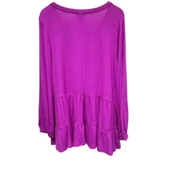 Lane Bryant Tiered Top Plus Size 18/20 Fuschia Ruffle Tunic Loungewear NWT - Picture 6 of 11